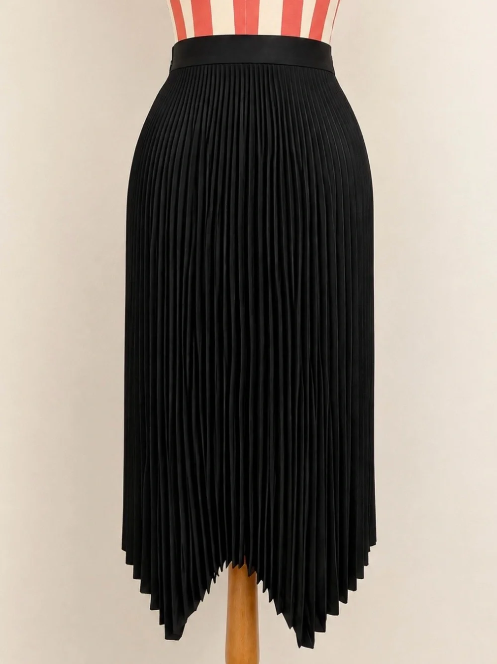 Tory Burch Black Pleated High-Low Midi Skirt NWT